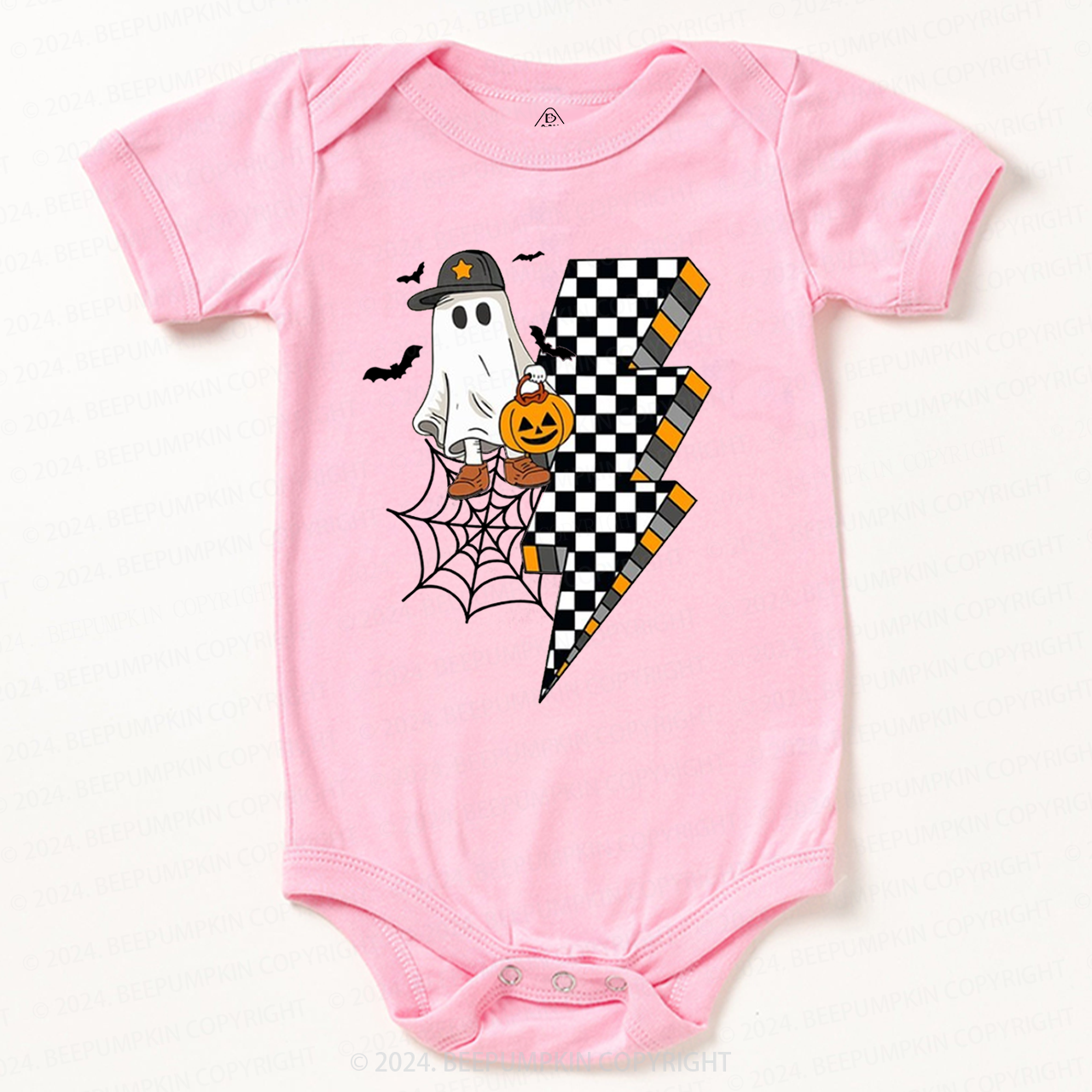 Retro Cute Boy Ghost Halloween Pumpkin Bodysuit For Baby