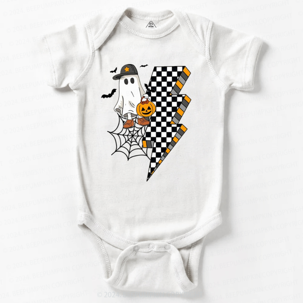 Retro Cute Boy Ghost Halloween Pumpkin Bodysuit For Baby