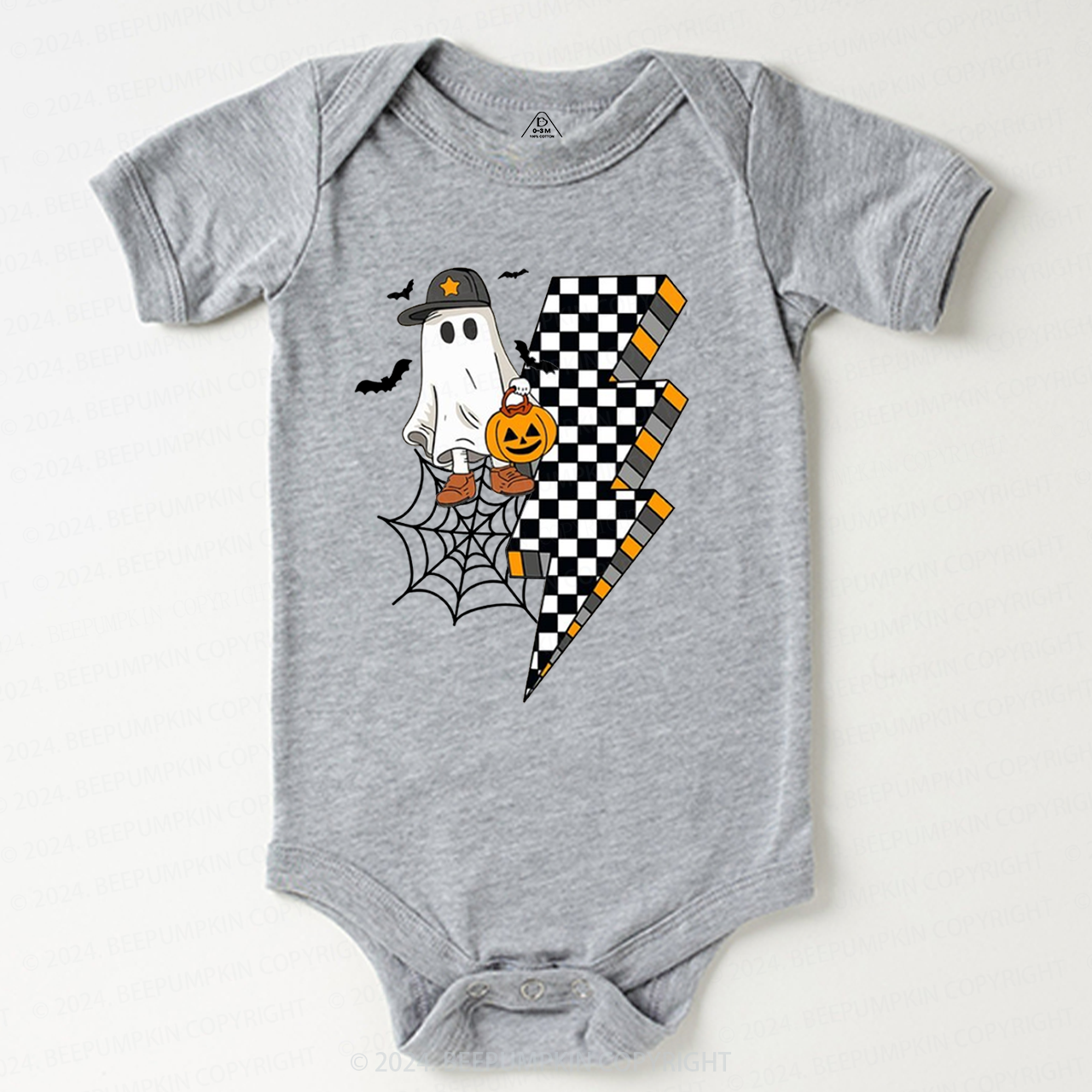 Retro Cute Boy Ghost Halloween Pumpkin Bodysuit For Baby