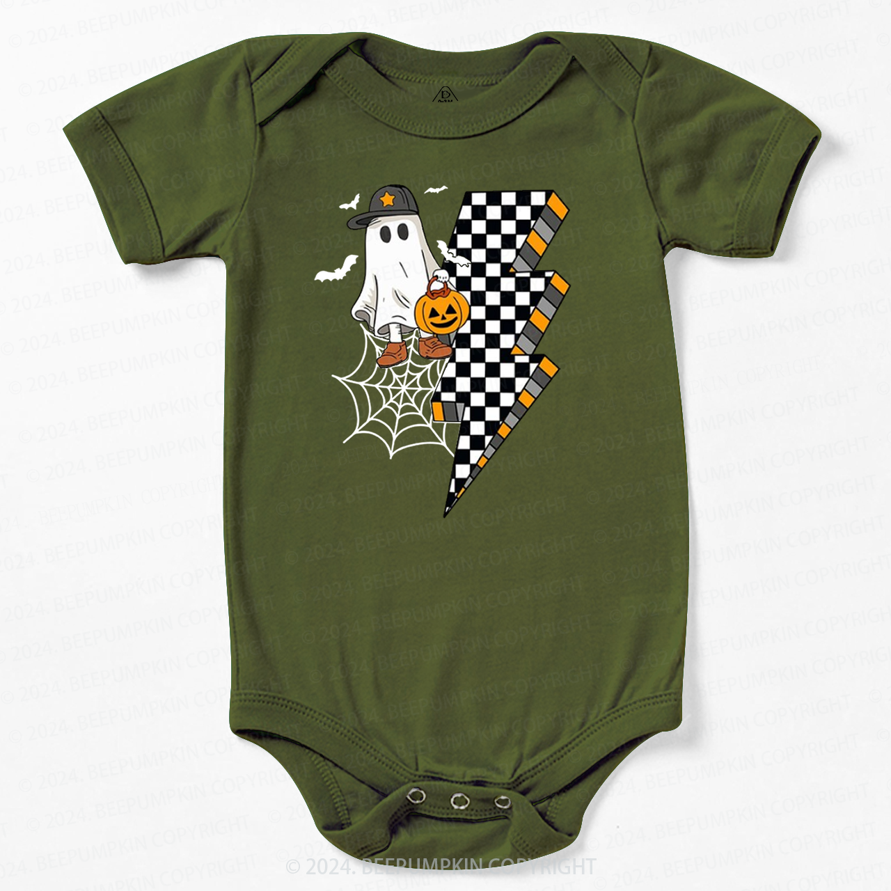 Retro Cute Boy Ghost Halloween Pumpkin Bodysuit For Baby