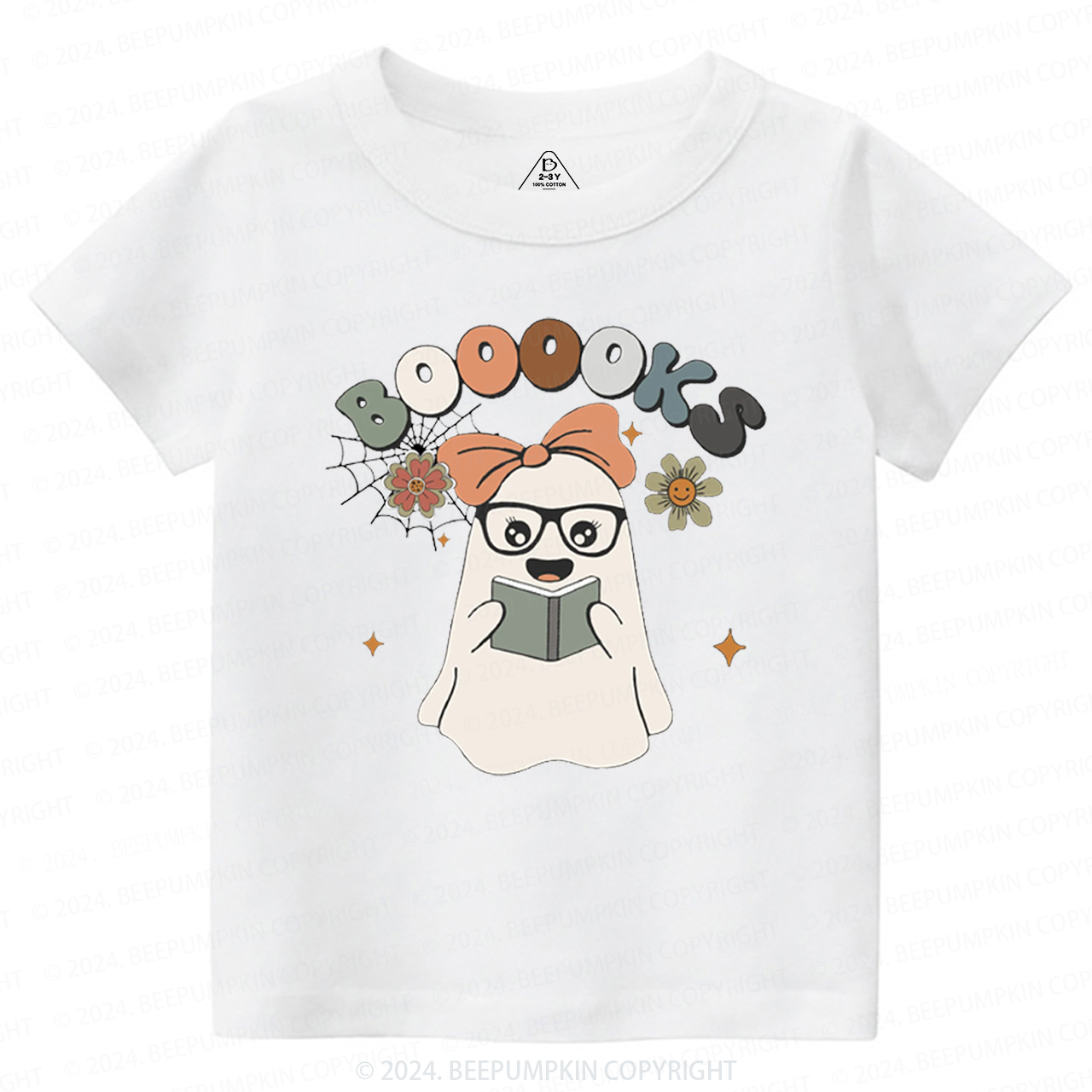 Girl Boooks Cute Ghost Halloween Toddler&Kids Tees 