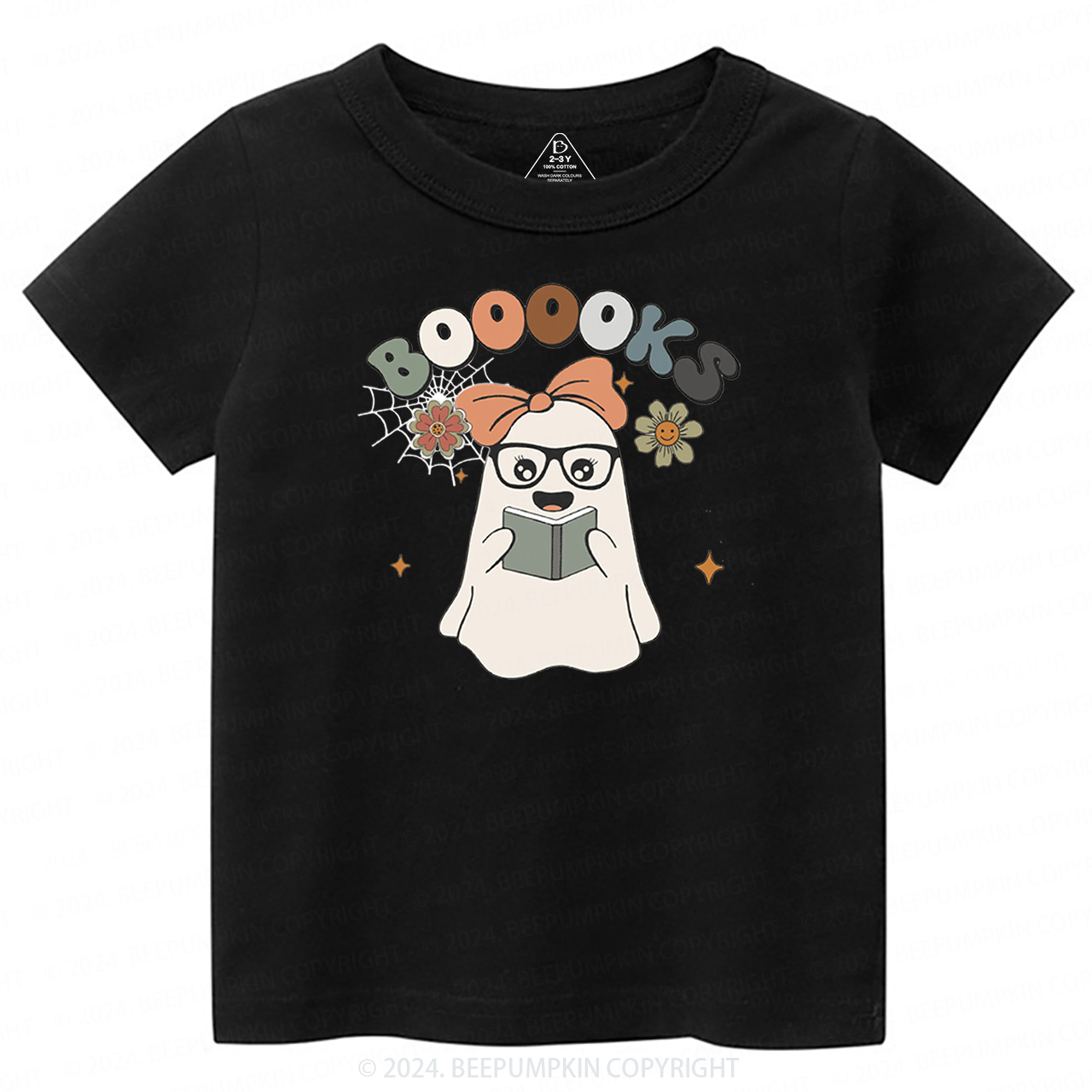 Girl Boooks Cute Ghost Halloween Toddler&Kids Tees 