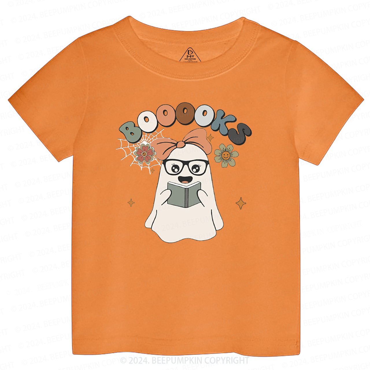 Girl Boooks Cute Ghost Halloween Toddler&Kids Tees 