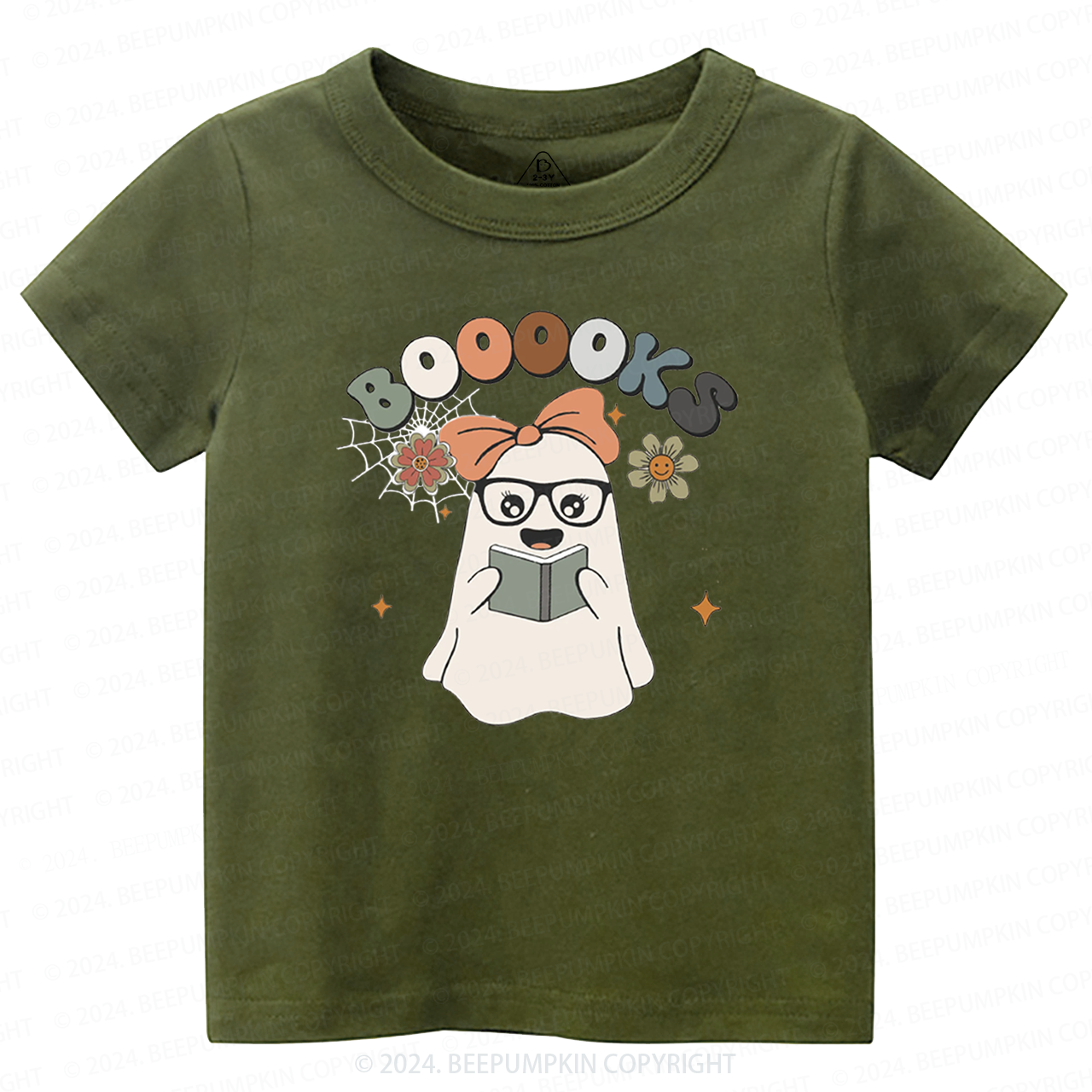 Girl Boooks Cute Ghost Halloween Toddler&Kids Tees 