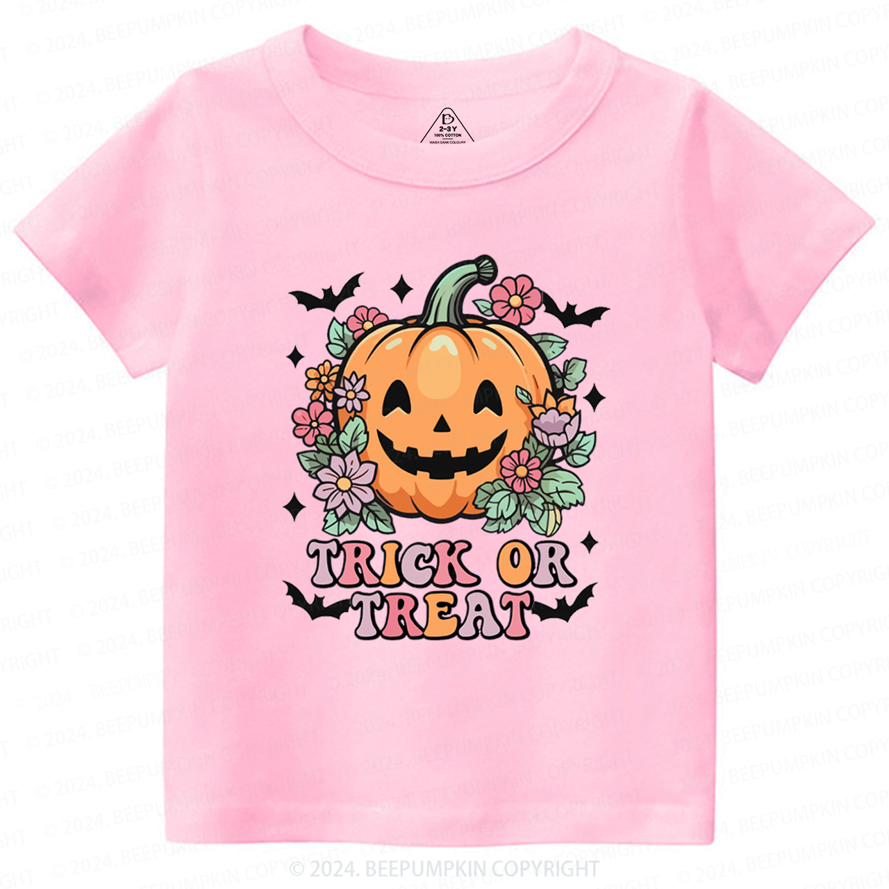 Hippie Ghost Halloween Trick Or Treat PumpkinToddler&Kids Tees 