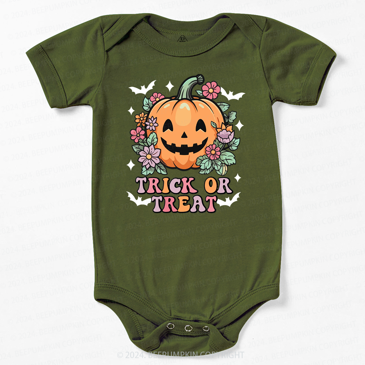 Hippie Ghost Halloween Trick Or Treat Pumpkin Bodysuit For Baby