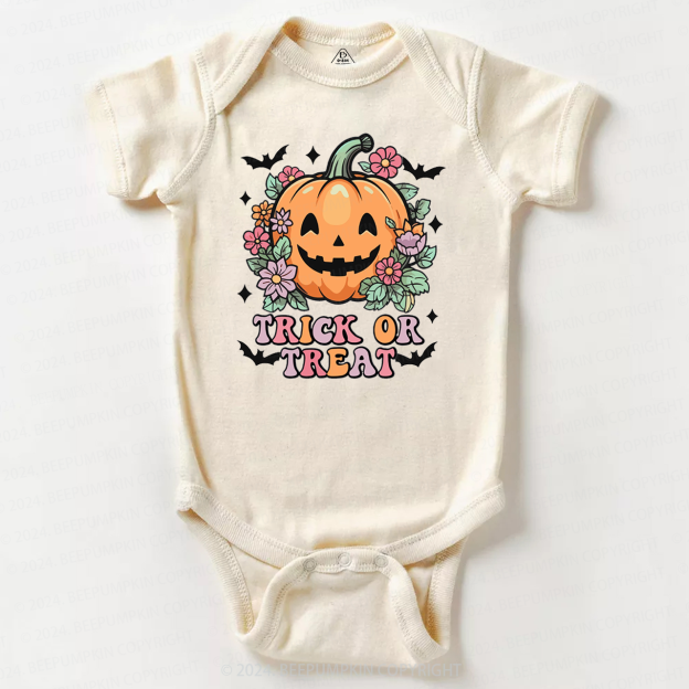 Hippie Ghost Halloween Trick Or Treat Pumpkin Bodysuit For Baby