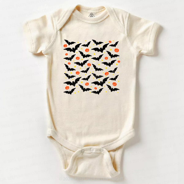 Image of Pumpkin Bat Halloween Bodysuit For Baby