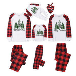 Image of Merry Christmas Green Tree Family Matching Pajamas