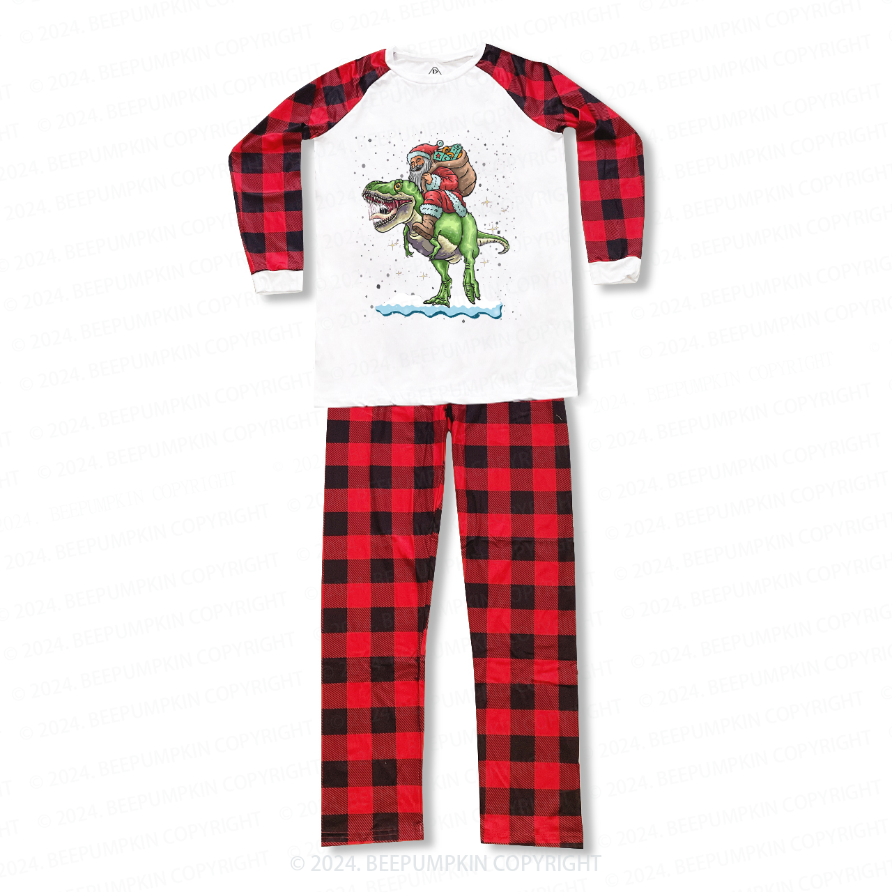Santa Riding Dinosaurus Family Matching Pajamas