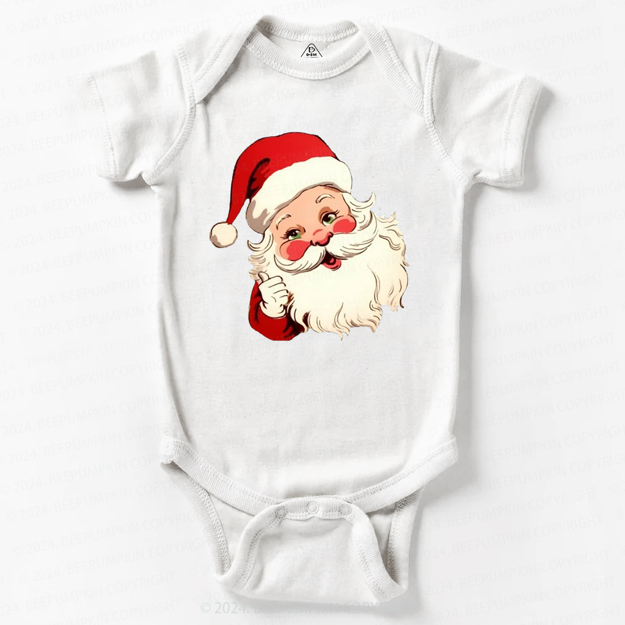  Retro Christmas Santa Hat Baby Bodysuit