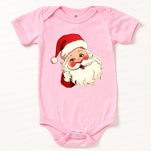  Retro Christmas Santa Hat Baby Bodysuit