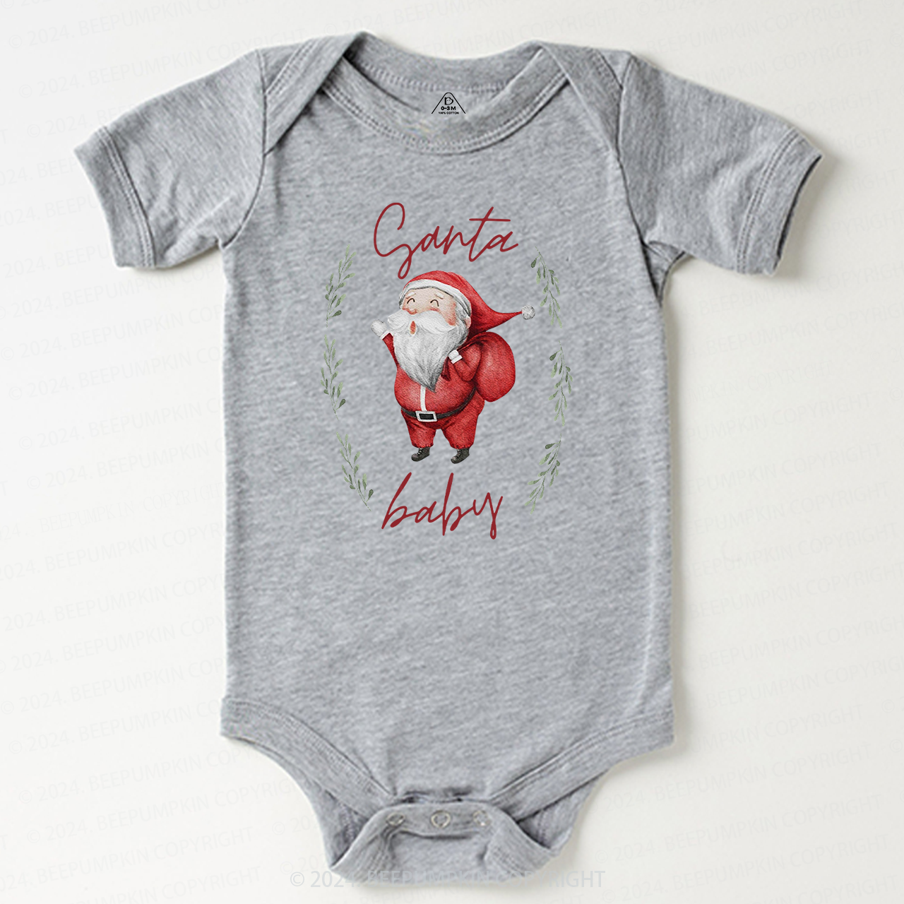 Christmas Santa Flower Baby Bodysuit