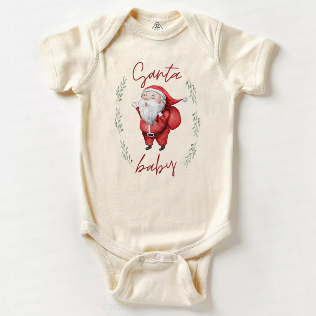 Christmas Santa Flower Baby Bodysuit