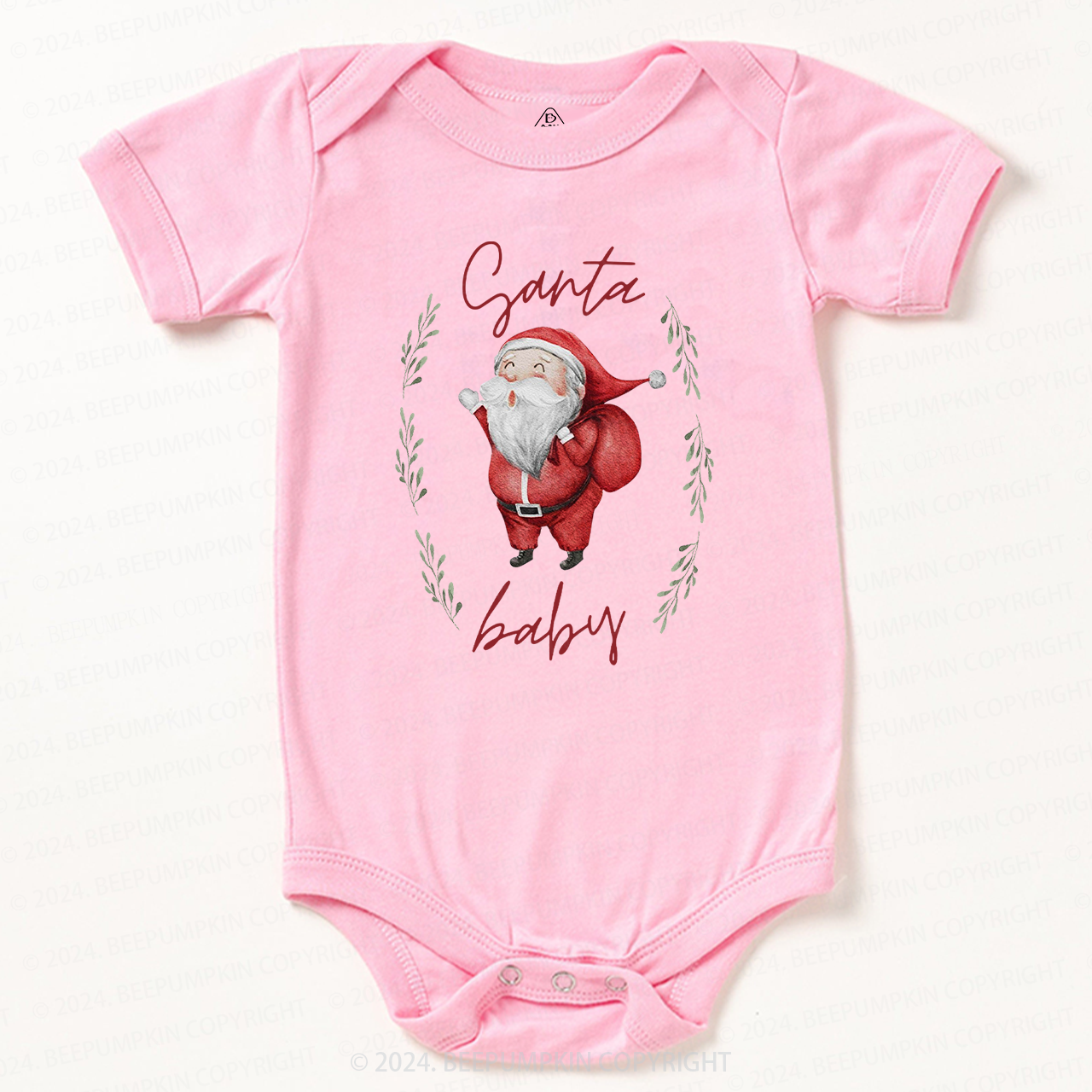 Christmas Santa Flower Baby Bodysuit
