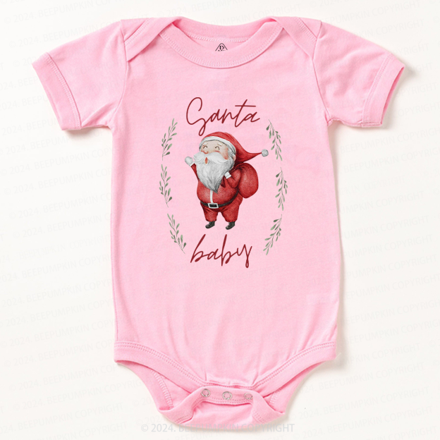 Christmas Santa Flower Baby Bodysuit
