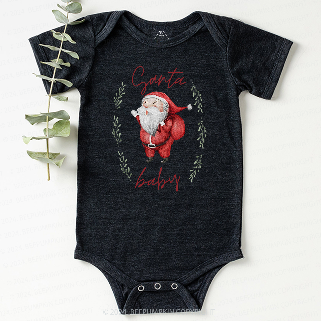 Christmas Santa Flower Baby Bodysuit