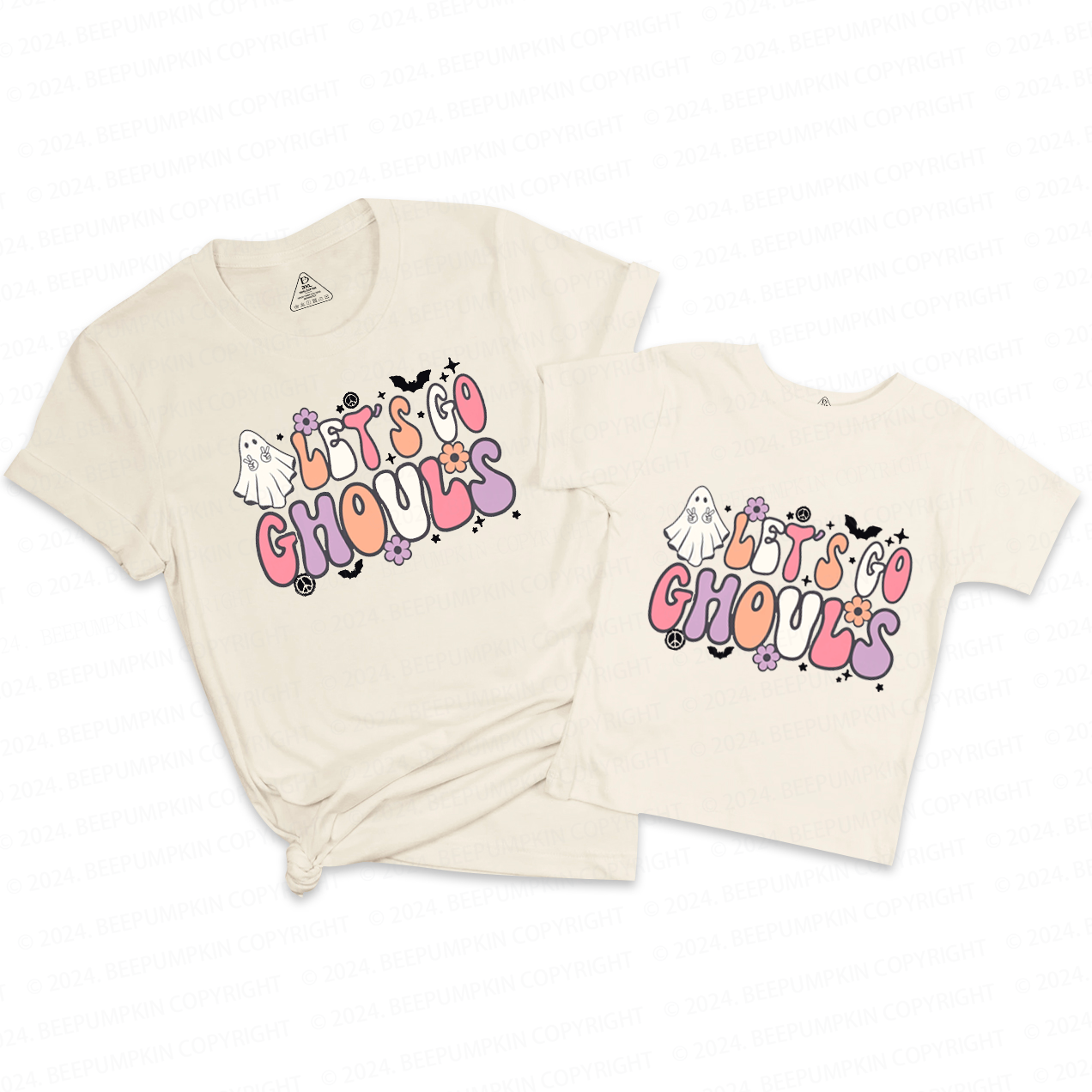 Lets Go Ghouls Retro Halloween Mom&Me Matching Shirt Beepumpkin