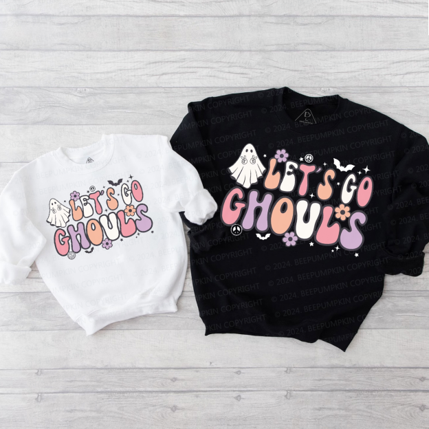 Lets Go Ghouls Retro Halloween Mom&Me Swetshirt Beepumpkin
