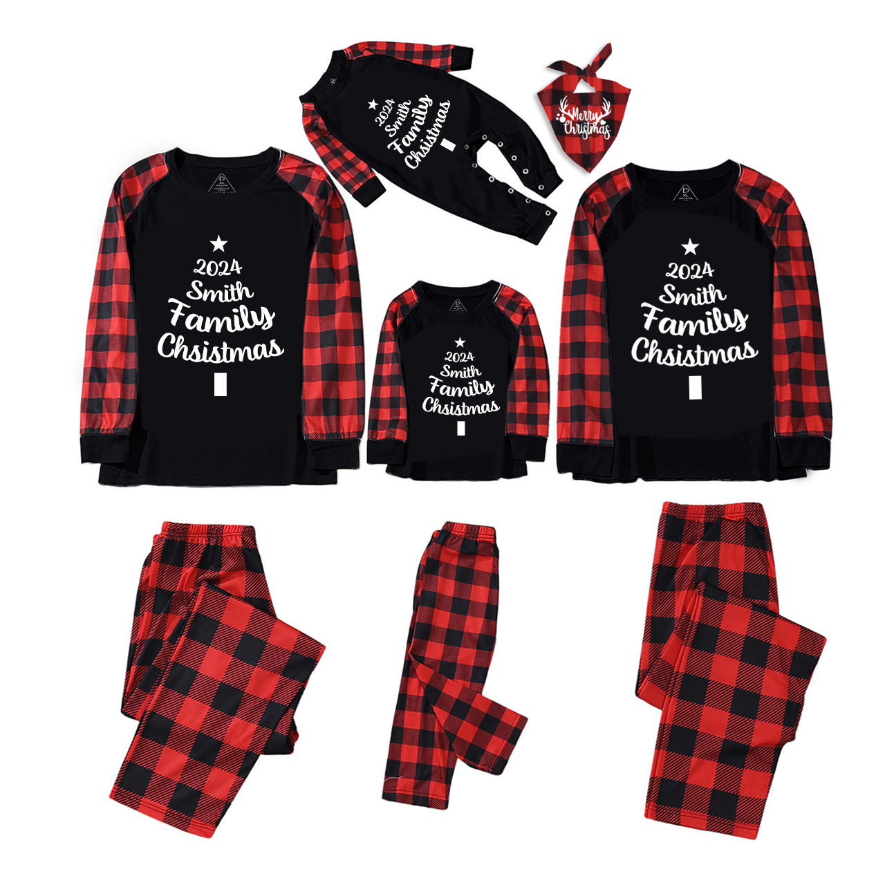 Personalized Customizable Name Christmas Tree Family Matching Pajamas Beepumpkin