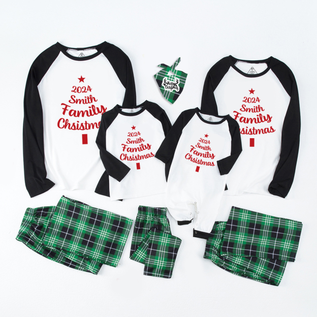 Personalized Customizable Name Christmas Tree Family Matching Pajamas Beepumpkin