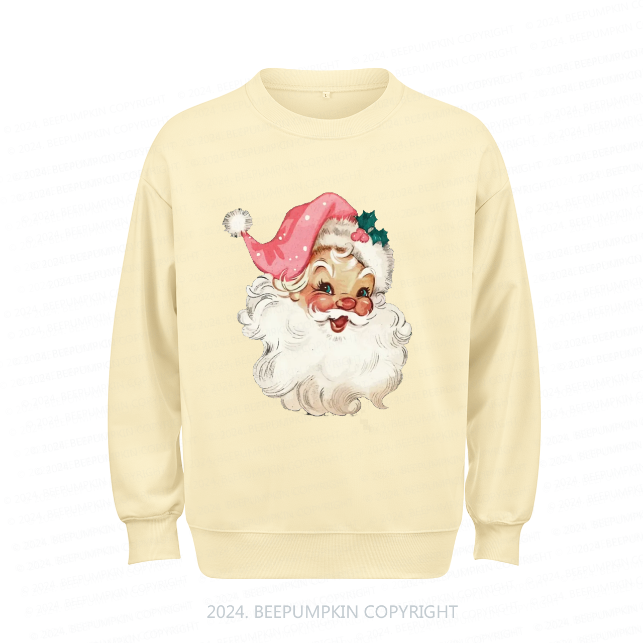 Pink Santa Retro Christmas Sweatshirt For Mama