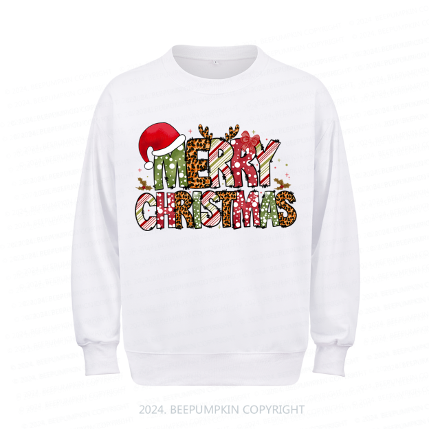 Retro Merry Christmas Hat Sweatshirt For Mama Beepumpkin
