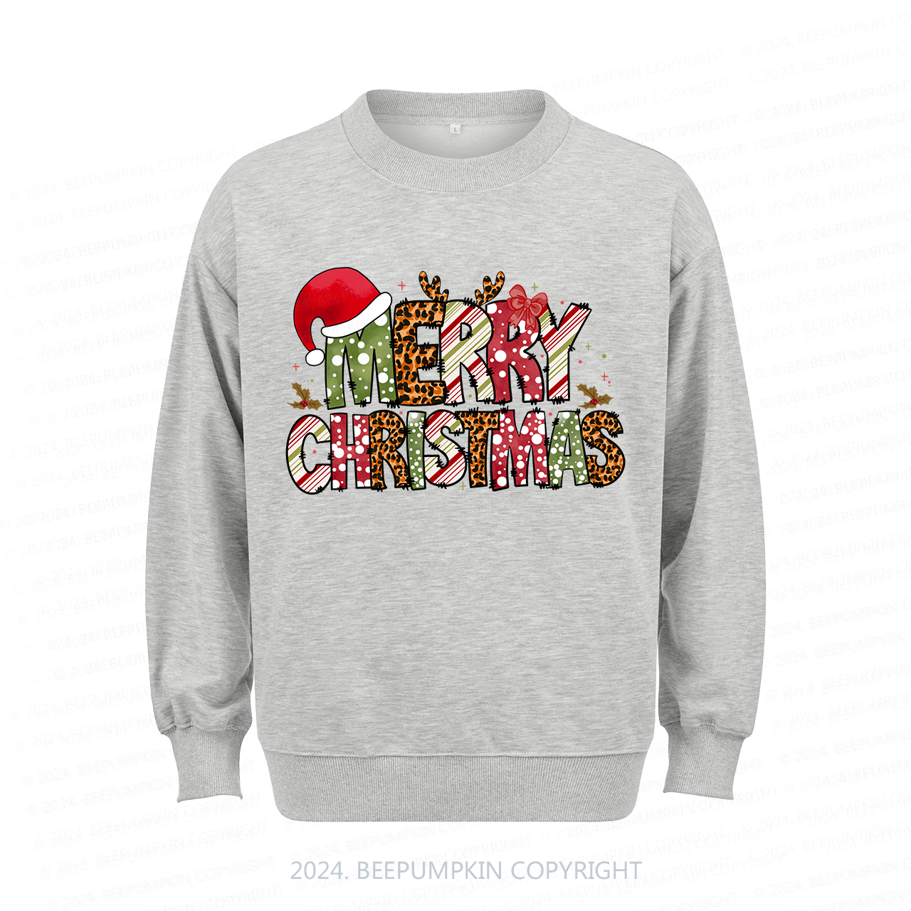 Retro Merry Christmas Hat Sweatshirt For Mama Beepumpkin