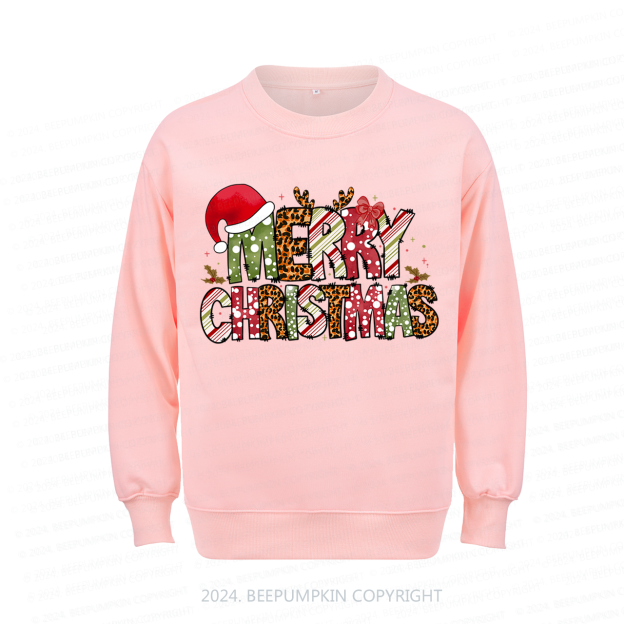 Retro Merry Christmas Hat Sweatshirt For Mama Beepumpkin