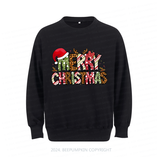 Retro Merry Christmas Hat Sweatshirt For Mama Beepumpkin