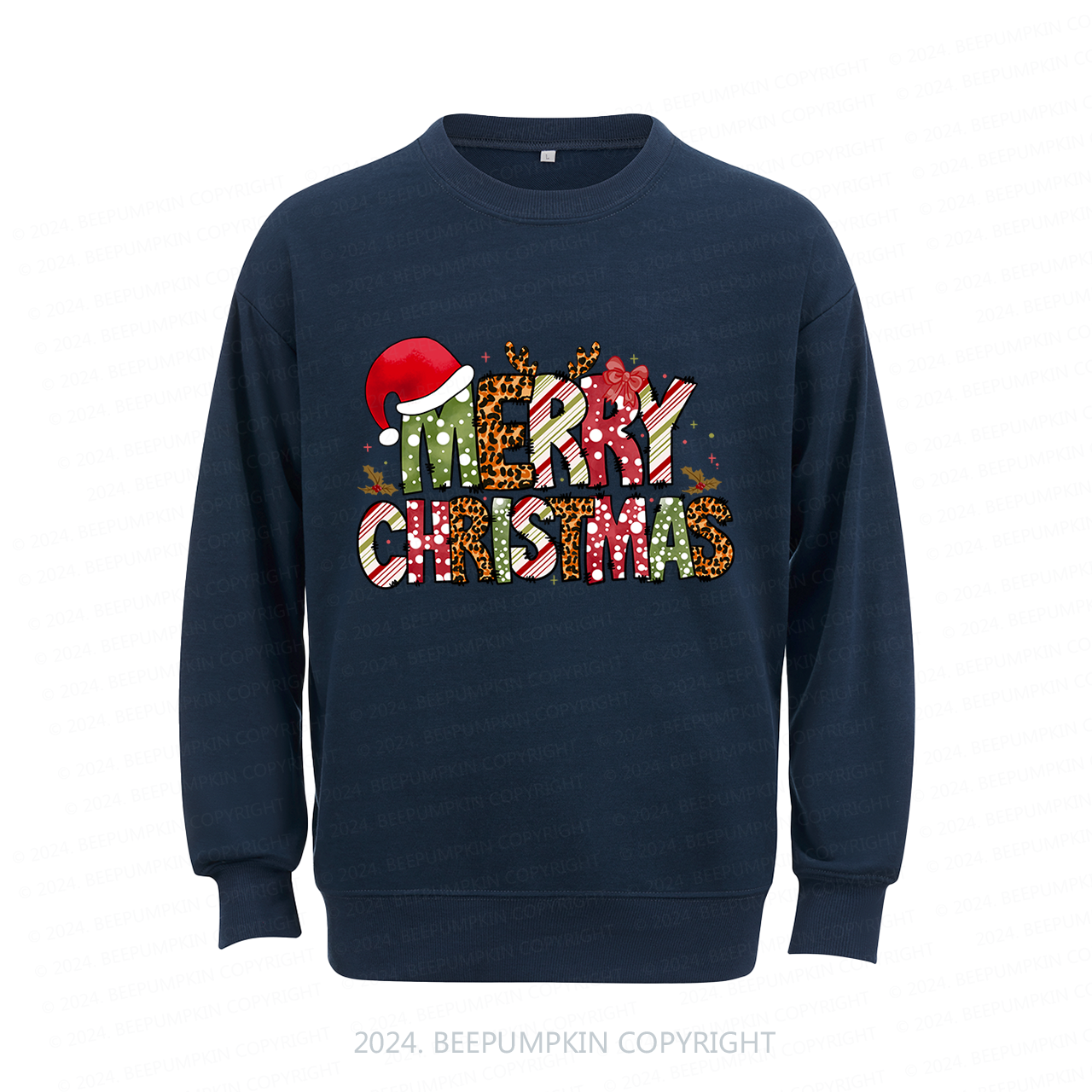 Retro Merry Christmas Hat Sweatshirt For Mama Beepumpkin
