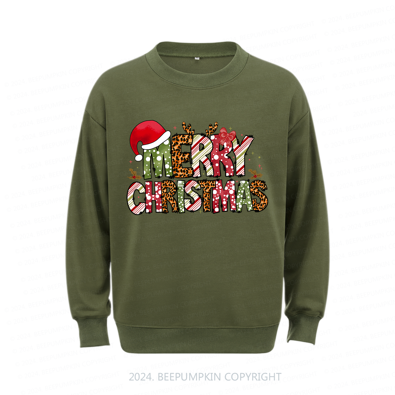 Retro Merry Christmas Hat Sweatshirt For Mama Beepumpkin