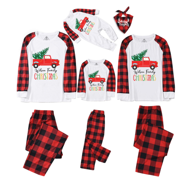 Personalized  Red Truck And Christmas Tree Matching Pajamas Beepumpkin