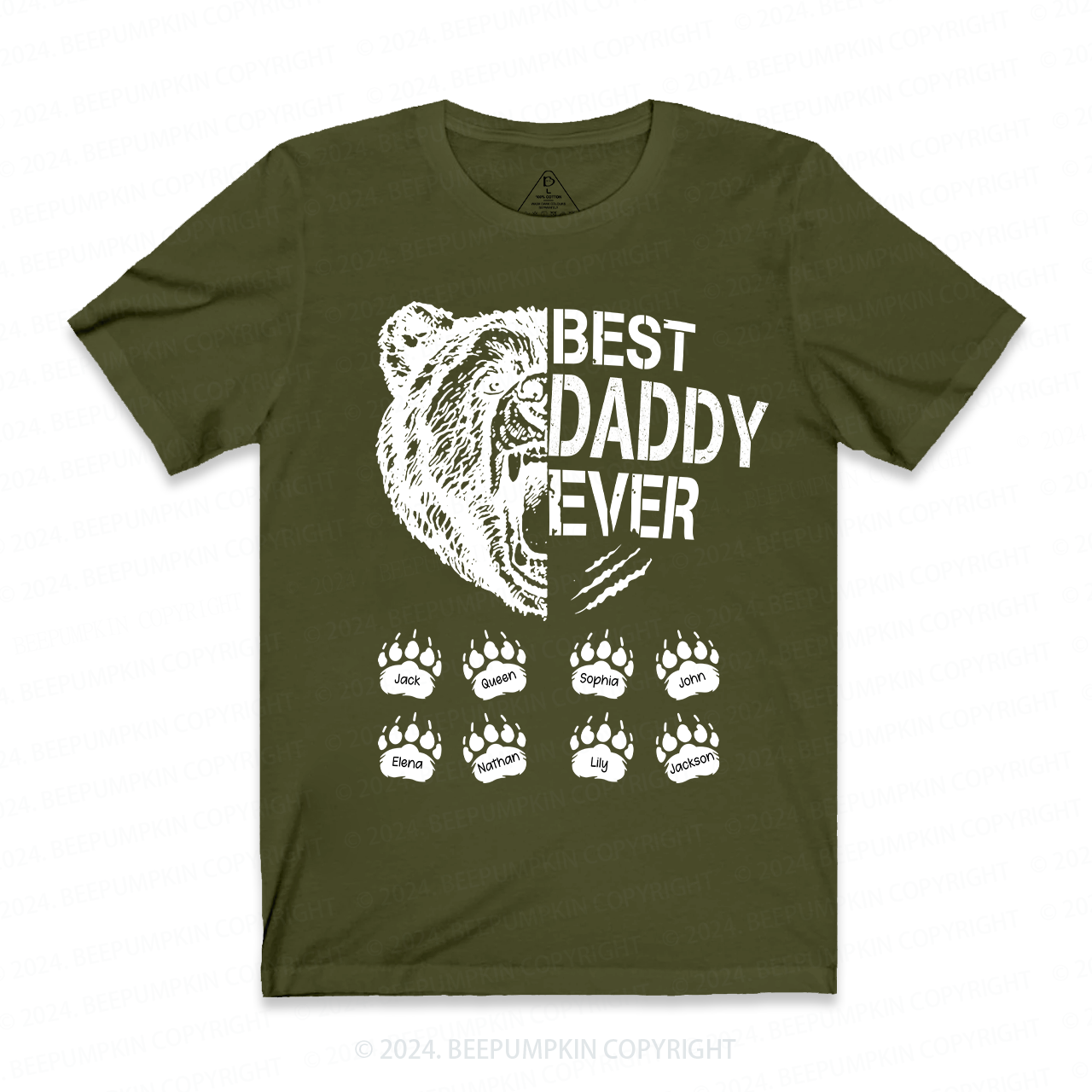 Personalization Name Papa Bear Funny Dad T-shirt
