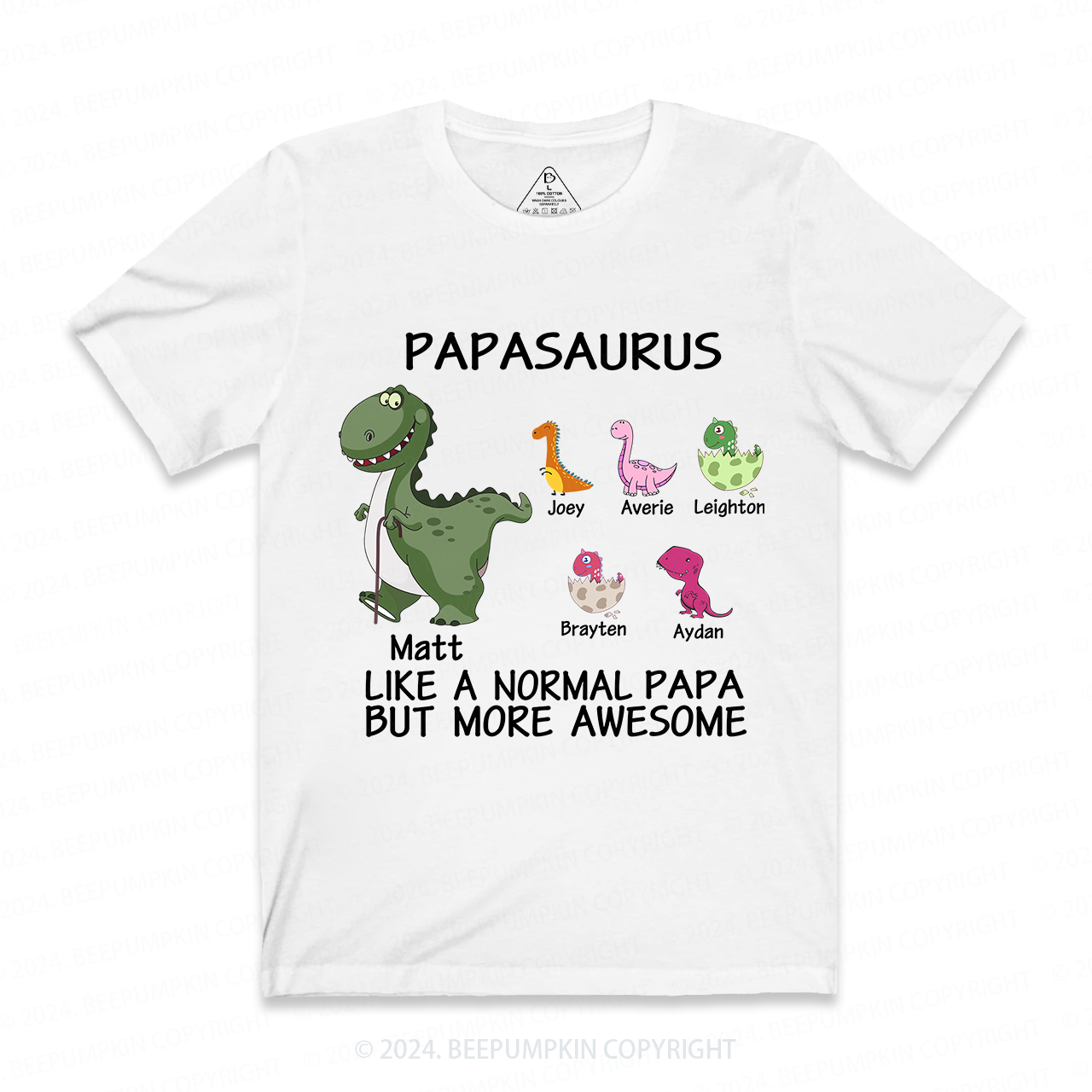 Papasaurus Grandpa Shirt Personalized With Name
