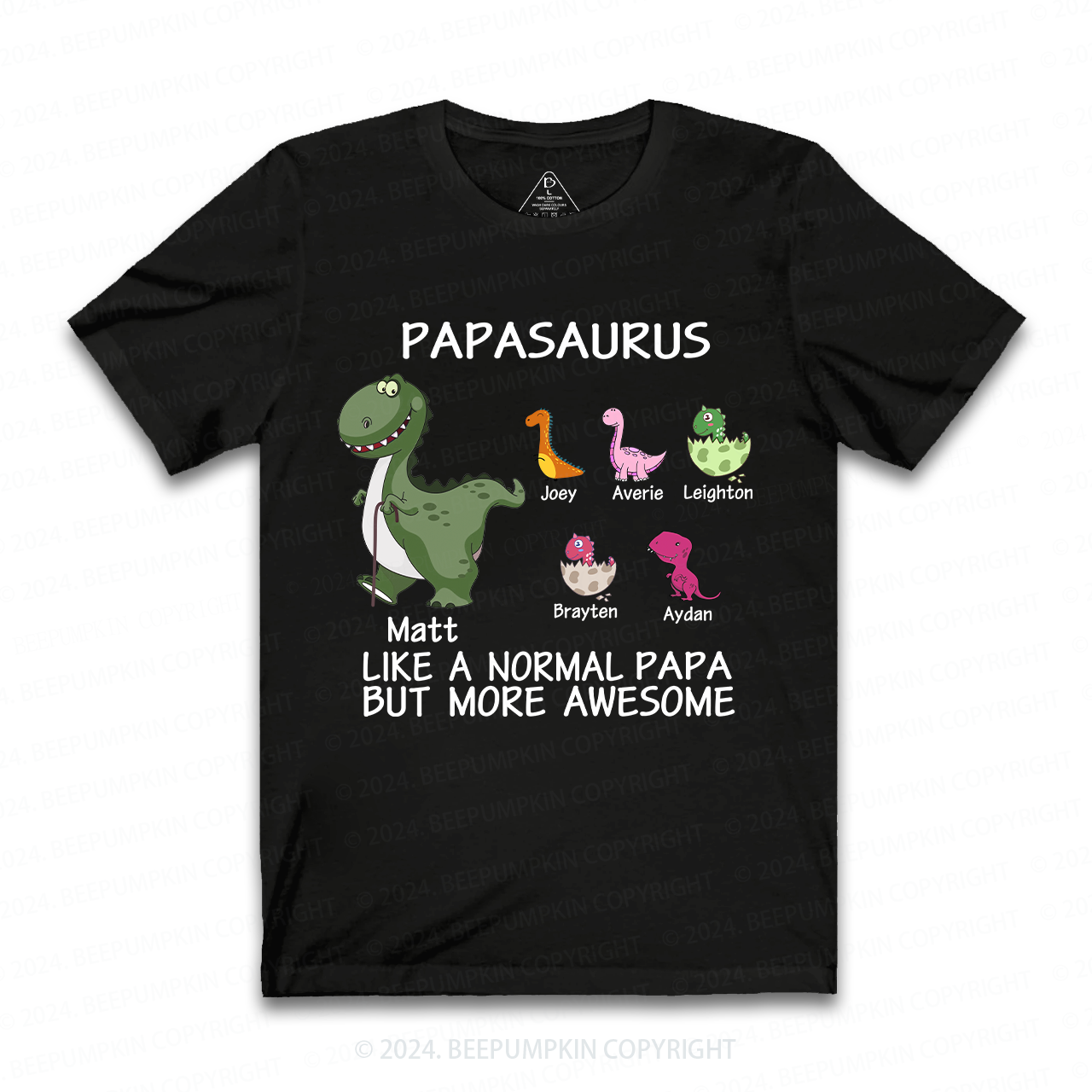Papasaurus Grandpa Shirt Personalized With Name