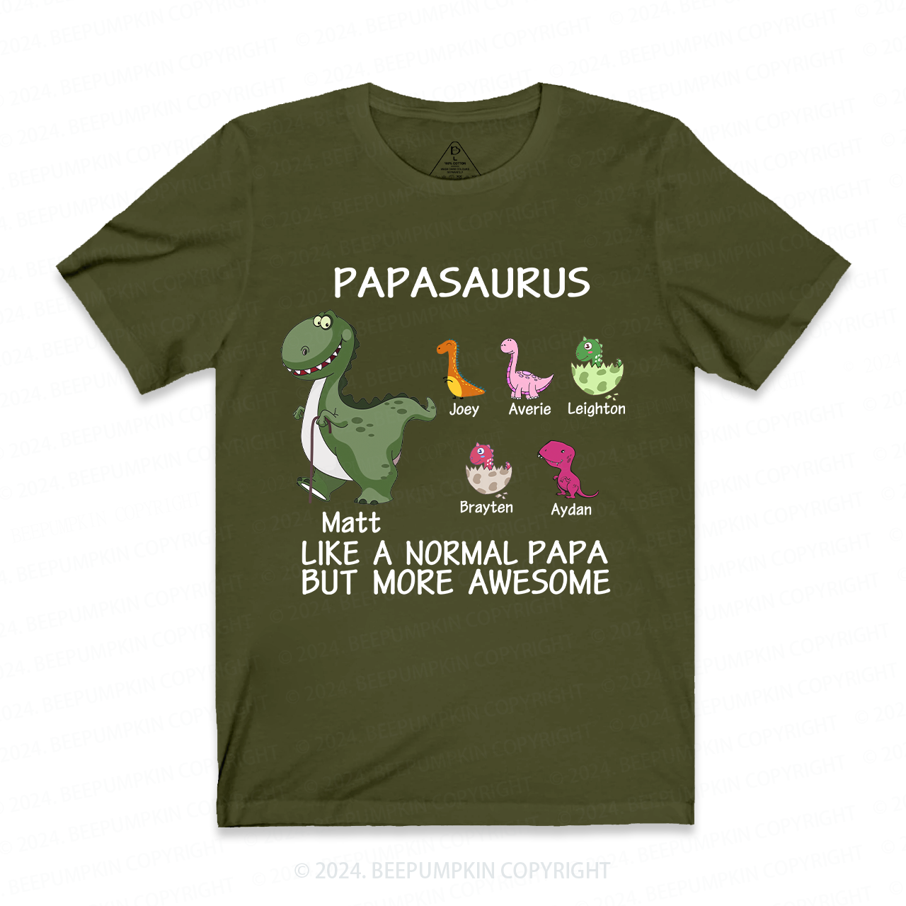 Papasaurus Grandpa Shirt Personalized With Name