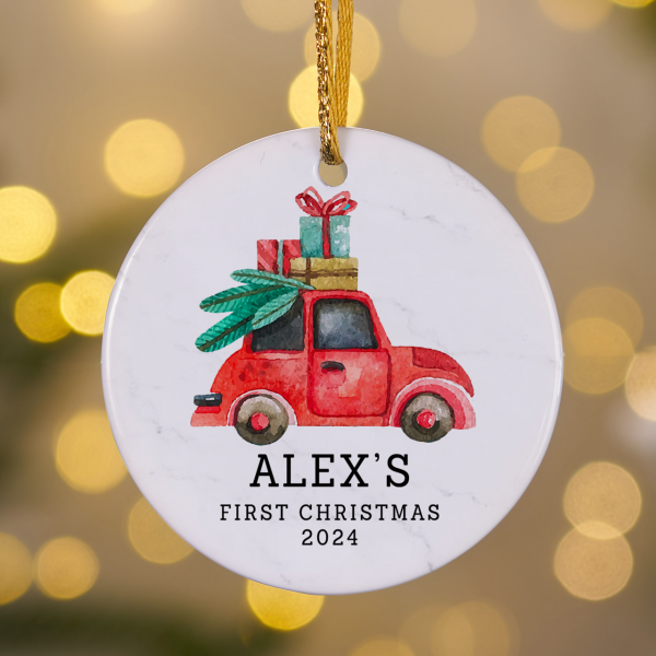 Image of Personalized First Christmas Truck Ornament Beepumpkin