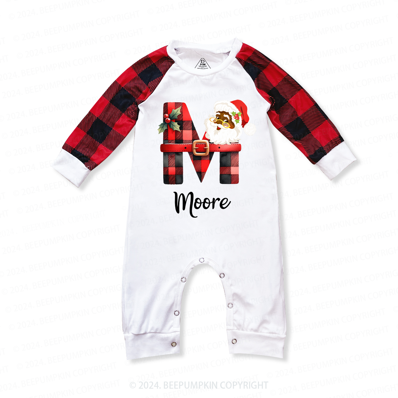 Personalized Santa Plaid Letter Christmas Matching Pajamas Beepumpkin