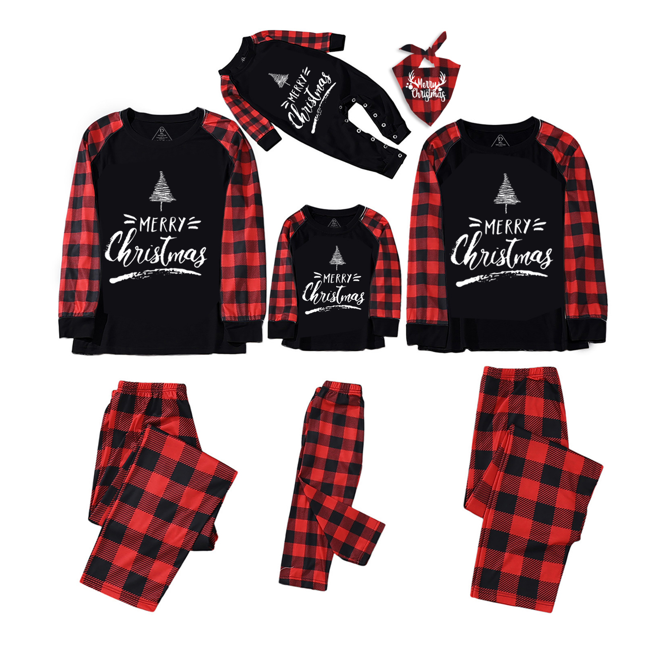 Merry Christmas Snowflakes And Tree Family Matching Pajama Set Beepumpkin