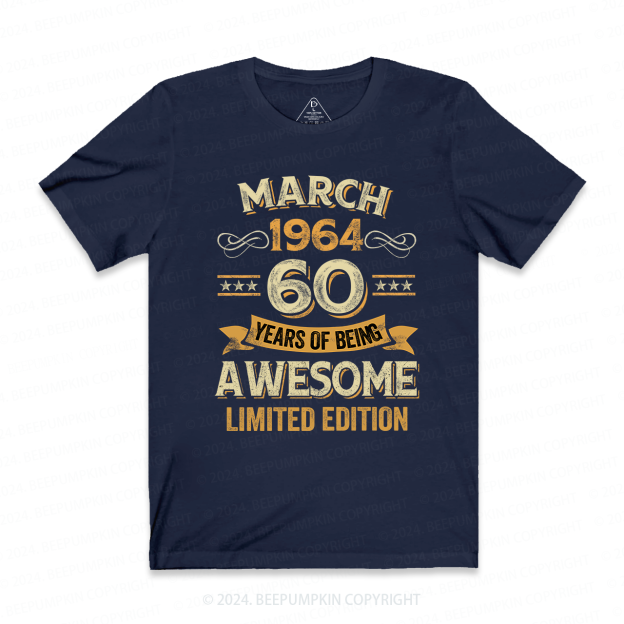 60 Years Awesome Vintage February 60th Birthday Grandpa T-Shirt