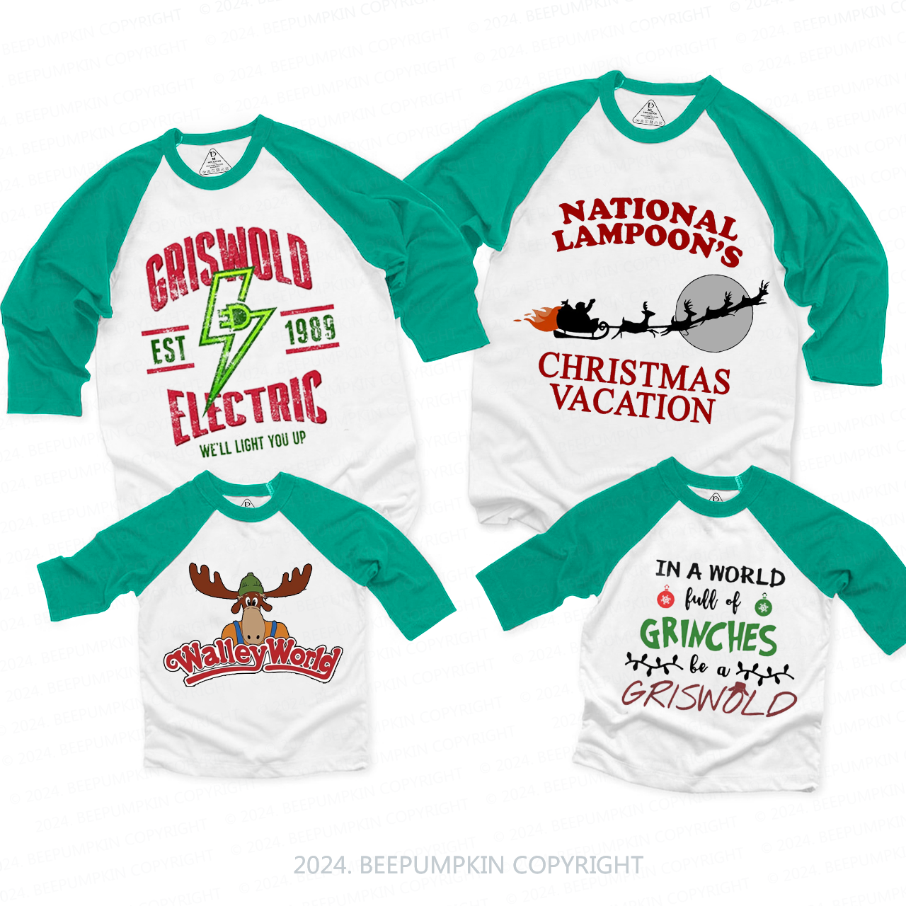 Christmas Party Picture You Serious Clark Family Matching Raglan Sleeves T-Shirts Beepumpkin 