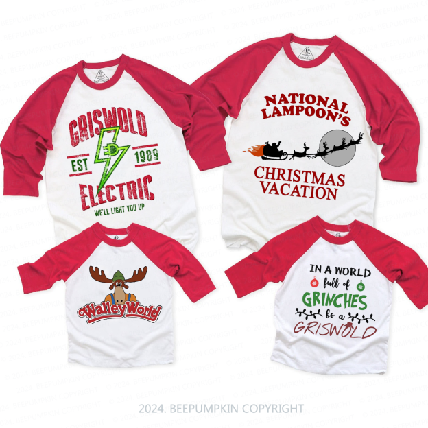 Christmas Party Picture You Serious Clark Family Matching Raglan Sleeves T-Shirts Beepumpkin 