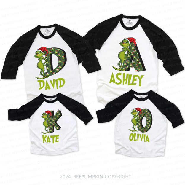 Personalized Print Alphabet Wall Family Matching Raglan Sleeves T-Shirts Beepumpkin 