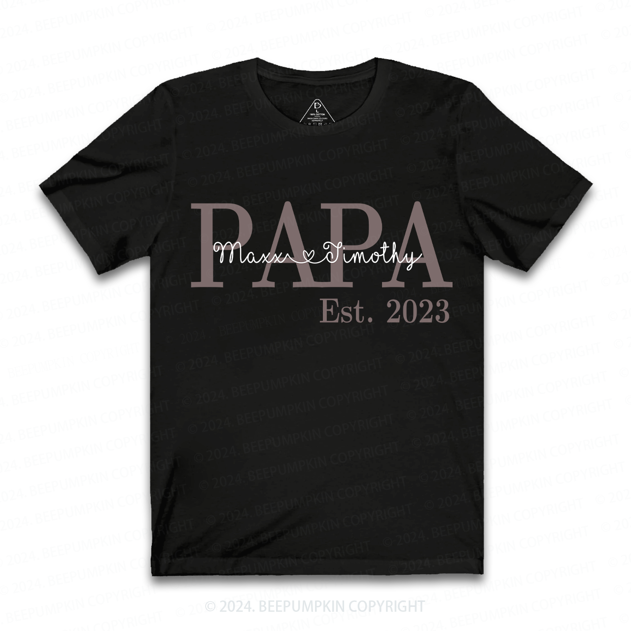 Papa Est.Personalized Papa T-shirt