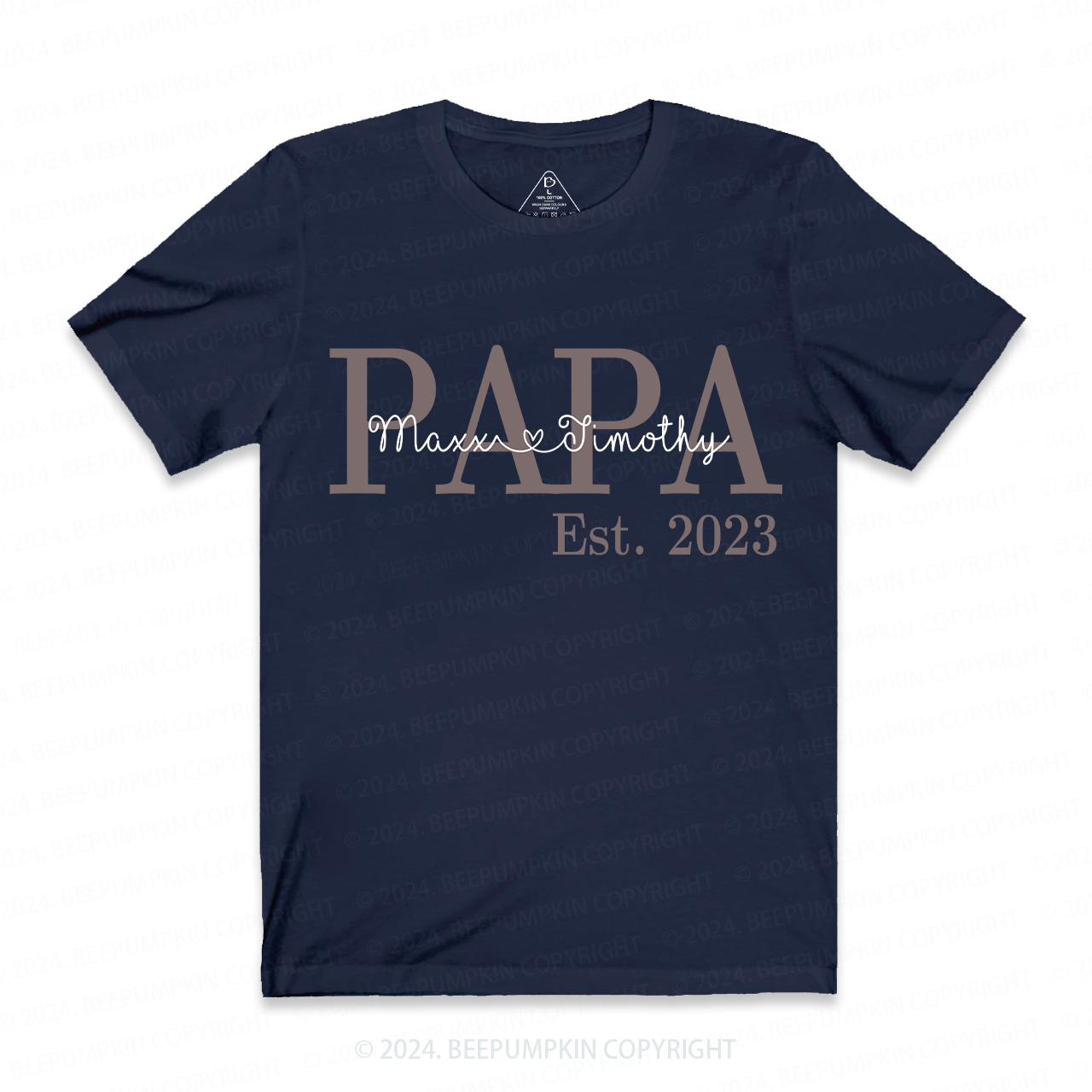 Papa Est.Personalized Papa T-shirt