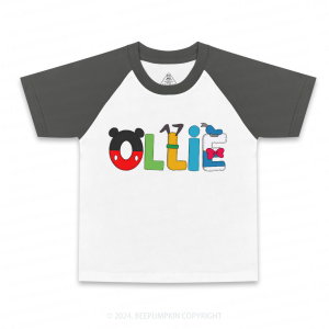 Image of Personalized Vacation Character Name Kid's Raglan Sleeves Tees