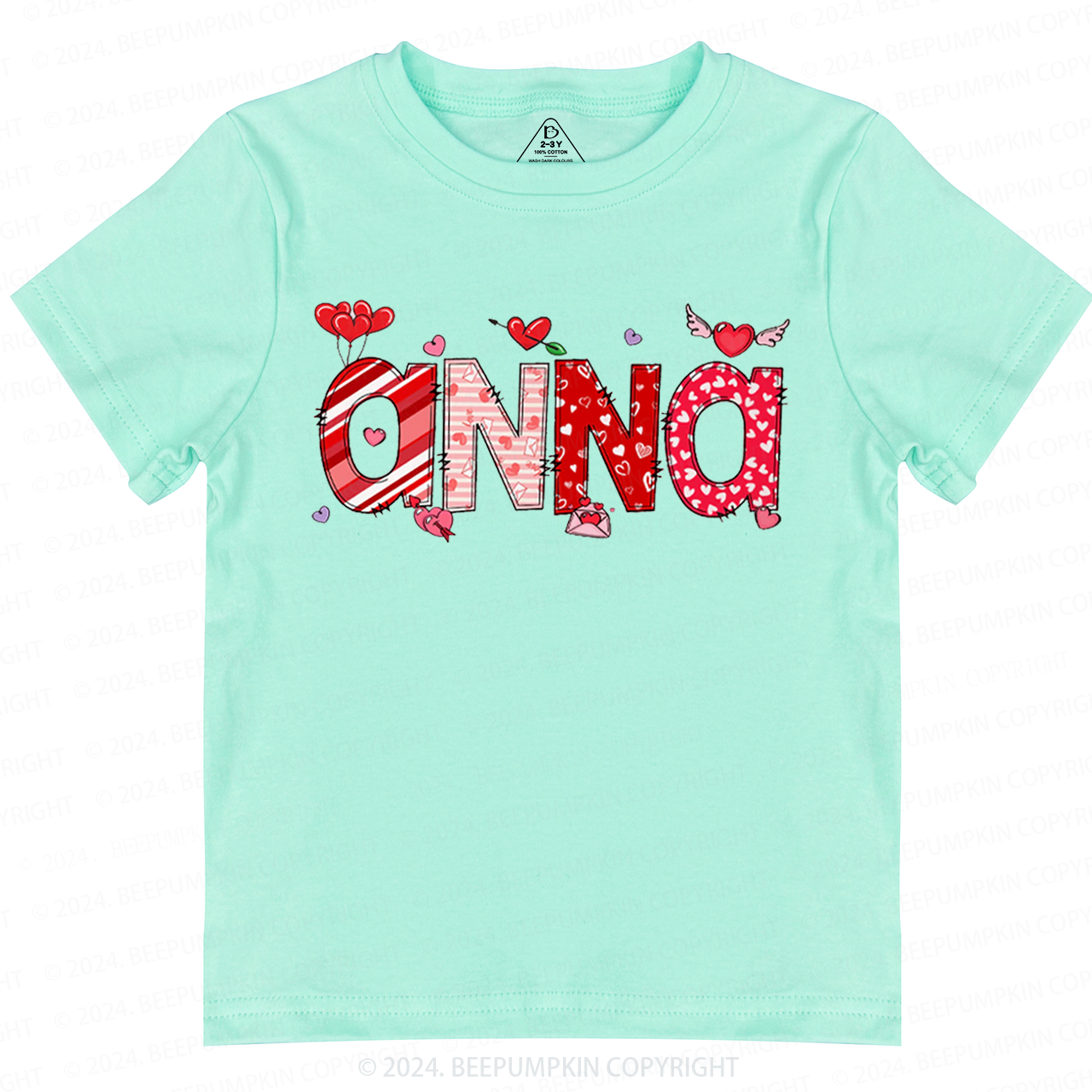 Personalized Valentine Love BalloonToddler&Kids Tees Beepumpkin