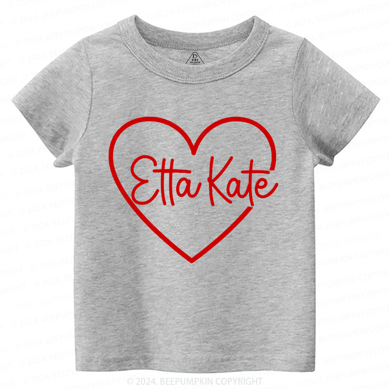 Personalized Valentine Heart Name Toddler&Kids Tees Beepumpkin
