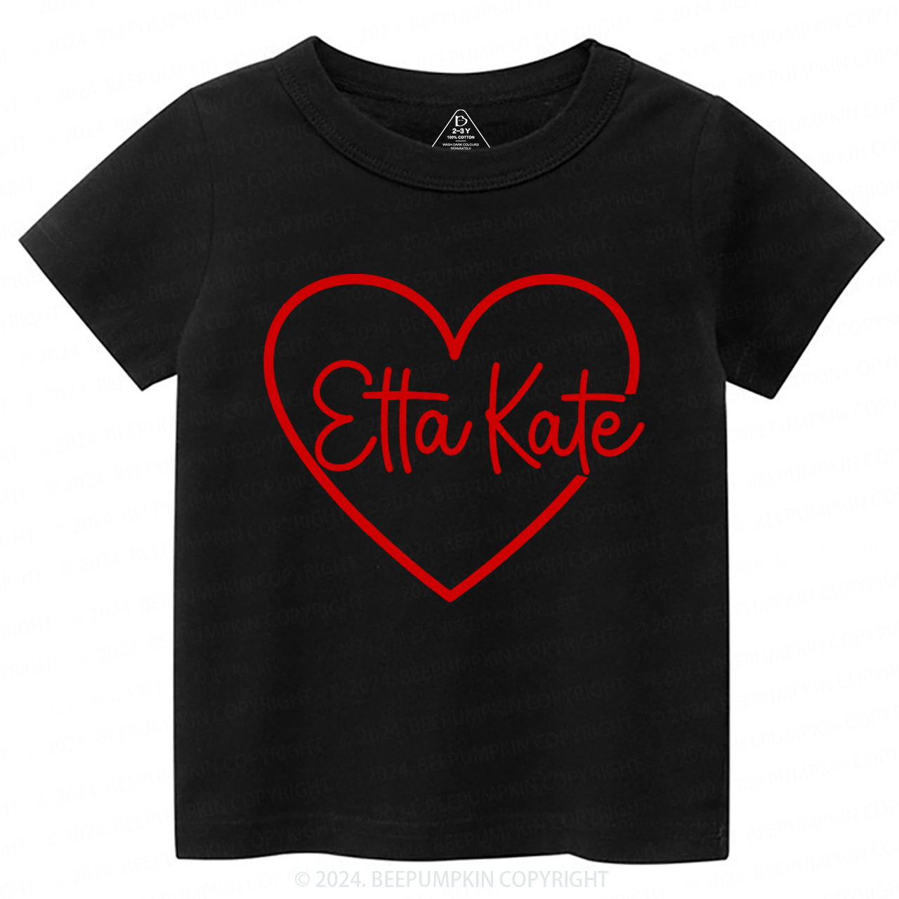 Personalized Valentine Heart Name Toddler&Kids Tees Beepumpkin